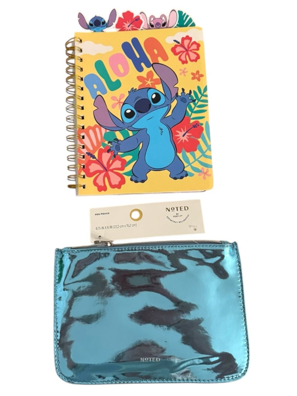 Disney Stitch Lined Notebook Journal and Blue Metallic Pouch (NWT)